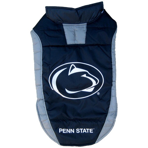 large dog puff vest with Penn State and Athletic Logo